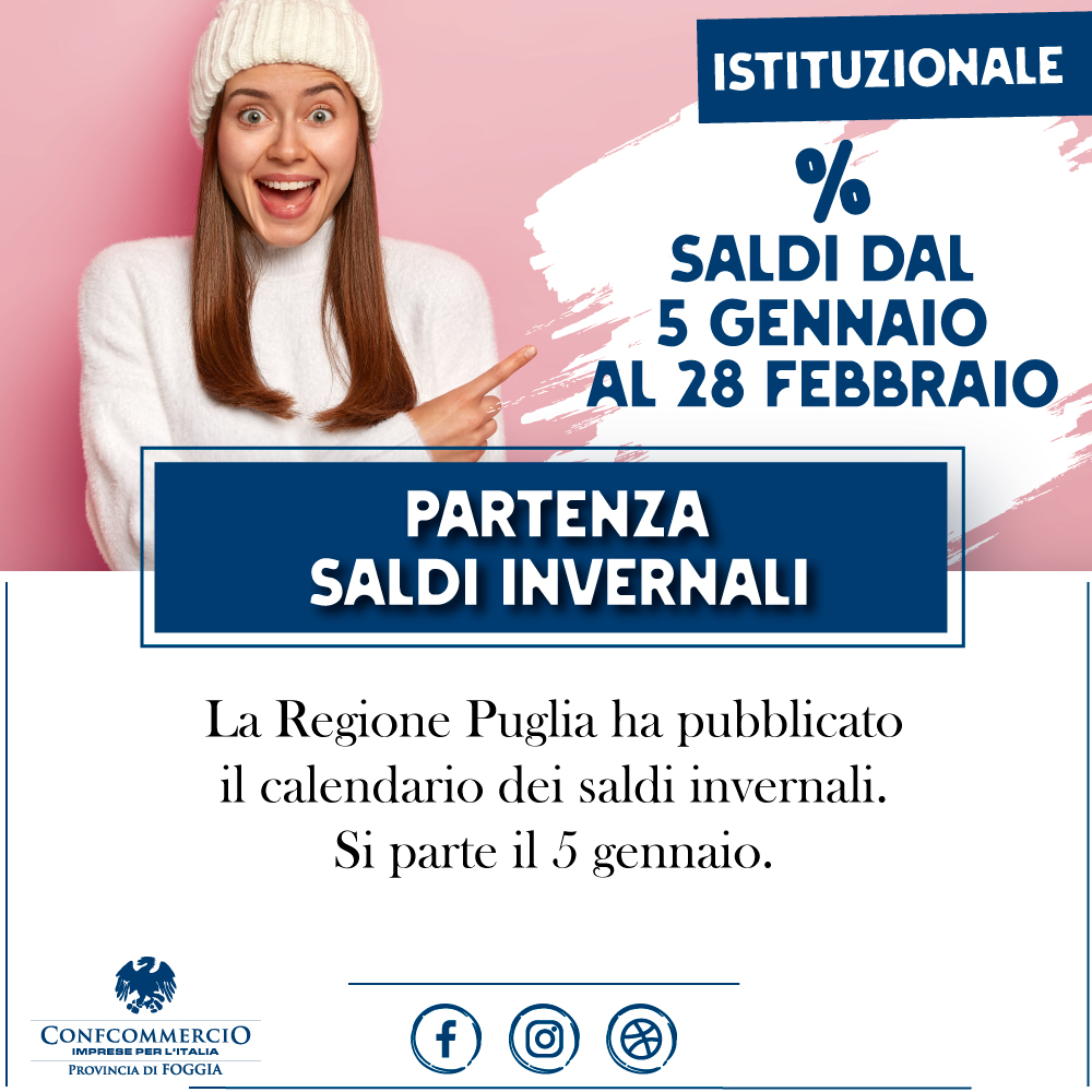 Saldi, si parte il 5 gennaio 